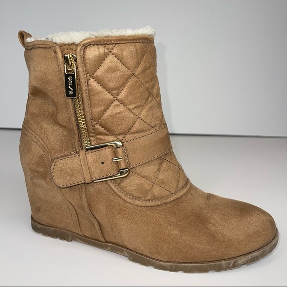 Unisa Camel Tayya Wedge Ankle Bootie Faux Suede Sz 9 - Picture 3 of 15